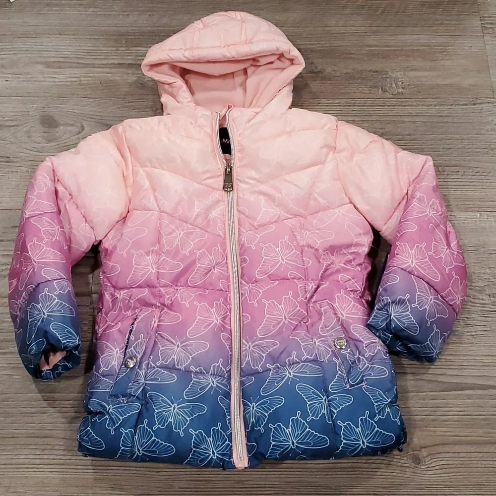 Limited Too Lilac & Pink Ombré Butterfly Puffer Coat Size 5/6